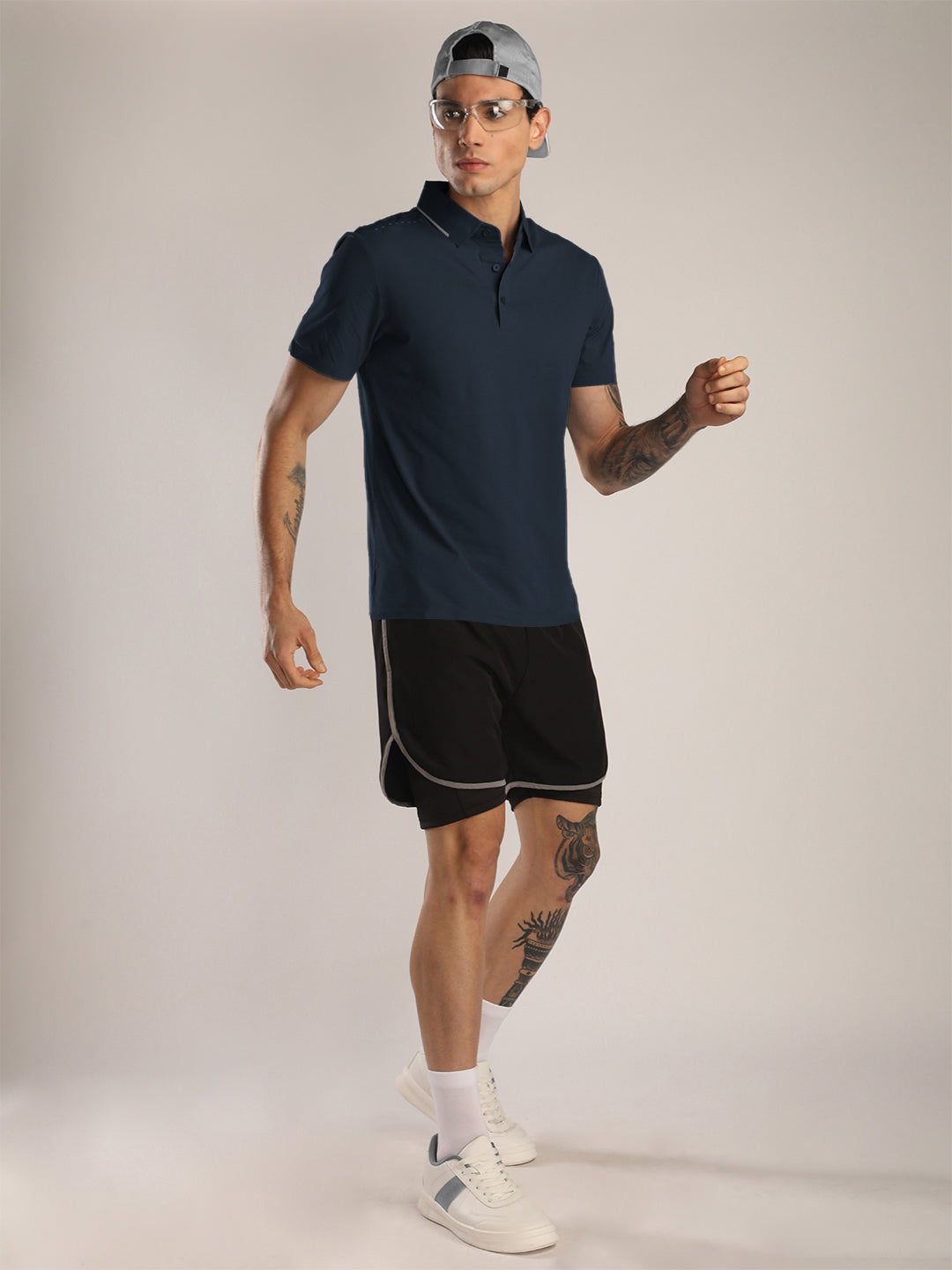 Menβs Navy Premium Polo Sports T-Shirt