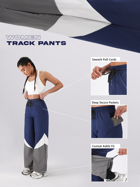 Women Stylish Colorblock Relaxed Fit Sports Track Pants