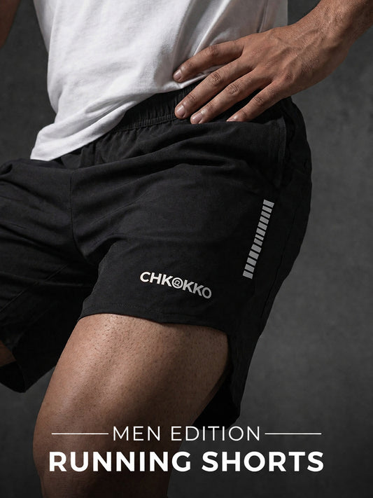 Men Running Sports Shorts Black Sliver