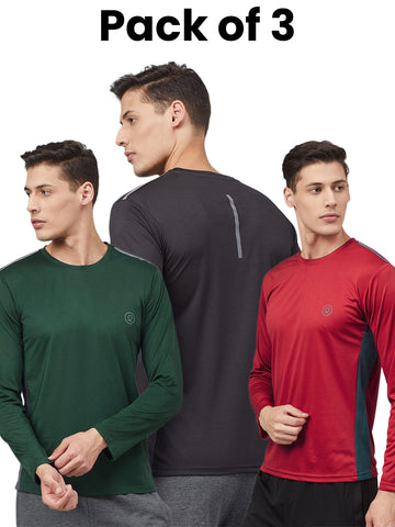 Men Dry Fit Full Sleeve Gym T-shirts Pack of 3