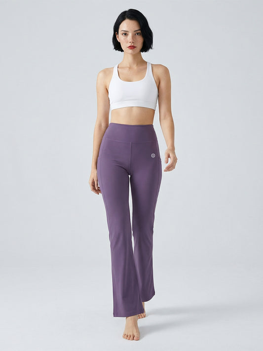 Women's High Waist Solid Flared Pants Purple