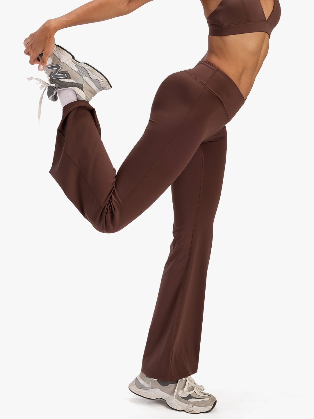Womenβs Crossover Flared Pants Brown