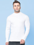 Men White Regular Fit High Neck Winter T-shirt | CHKOKKO