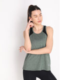 Women's Leaf Green Gym Tanktop Sleeveless Sports Vest | CHKOKKO
