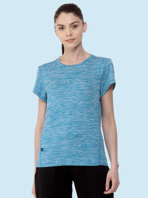Women's Space Dye Blue Gym T-shirt | CHKOKKO