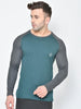 Men's Raglan Dry Fit Full Sleeves Gym T-Shirt Green Grey