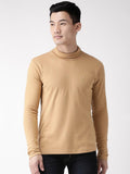 Men Camel Regular Fit High Neck Winter T-shirt | CHKOKKO