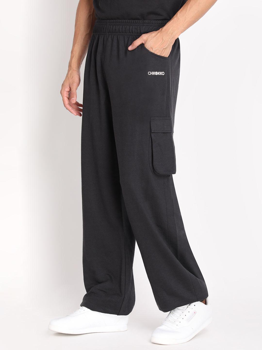 Men Black Relaxed Fit Baggy Trackpant