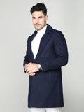 Men Notched Lapel Single-Breasted Wool Overcoat