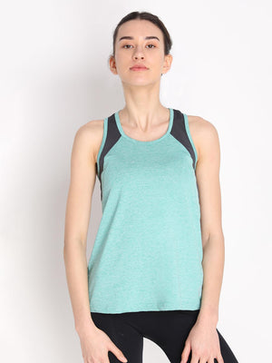 Women's Space Dye SeaGreen Gym Tanktop Sleevless Sports Vest | CHKOKKO  