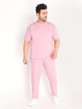 Men's Pstl Pink Plus Size Co-Ord Set | CHKOKKO