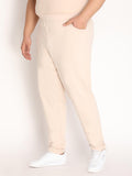 Men Beige Plus Size Trackpant With Pockets