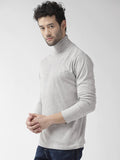 Men Grey Regular Fit High Neck Winter T-shirt | CHKOKKO