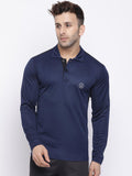 Men's Navy Blue Full Sleeves Polo T-shirt