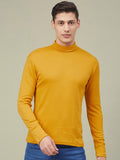 Men Mustard Regular Fit High Neck Winter T-shirt | CHKOKKO