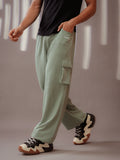Men Light Green Relaxed Fit Baggy Trackpant | CHKOKKO