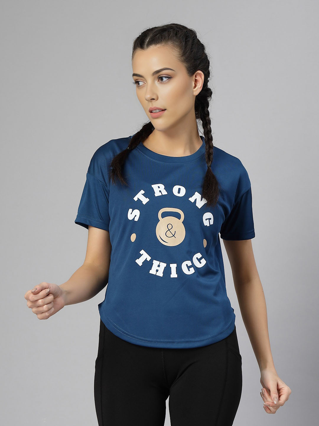 Women Round Neck Dry Fit Gym Sports T-Shirt