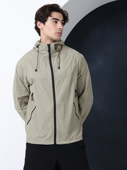 Men’s Green Lightweight Hooded Windcheater Jacket
