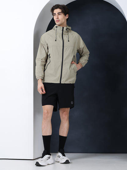 Men’s Green Lightweight Hooded Windcheater Jacket