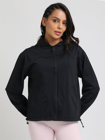 Women's Lightweight UV Protection Hooded Summer Jacket Black