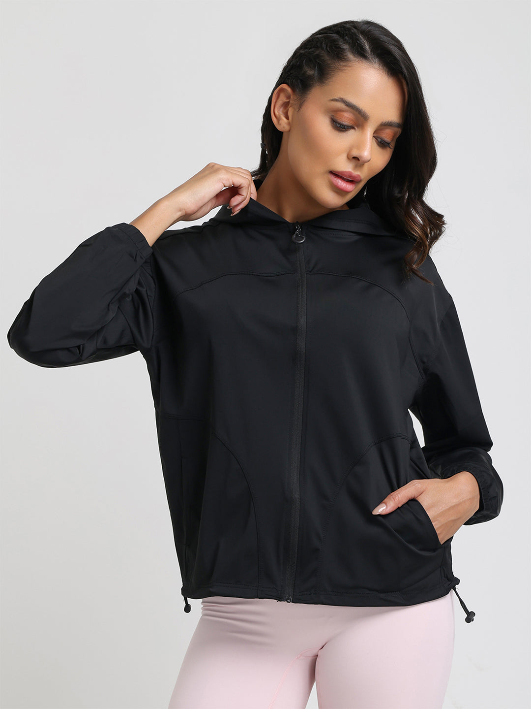 Women's Lightweight UV Protection Hooded Summer Jacket Black