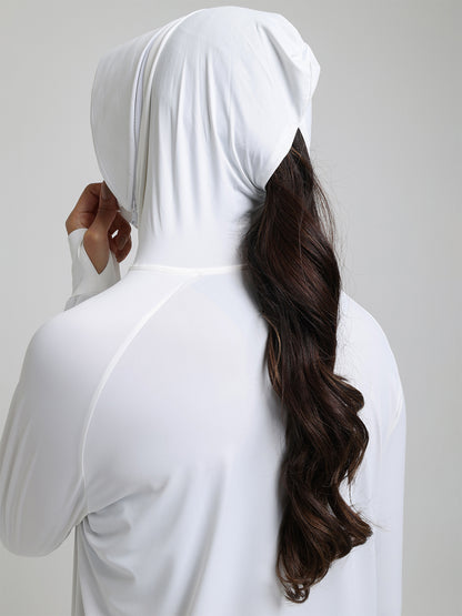 Women's UV Protection Sun Screen Jacket with Face Cover White