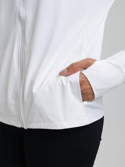Women's UV Protection Sun Screen Jacket with Face Cover White