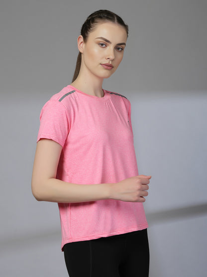 Women's Half Sleeve Dry Fit Gym T-Shirt Pink