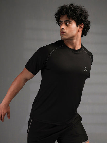 Men's Half Sleeves Quick Dry Sports T-shirt Black