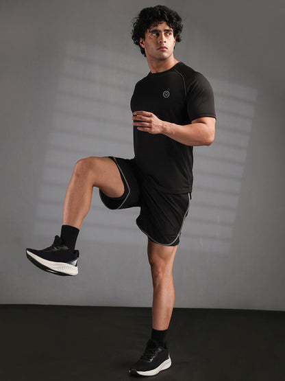 Men's Half Sleeves Quick Dry Sports T-shirt Black