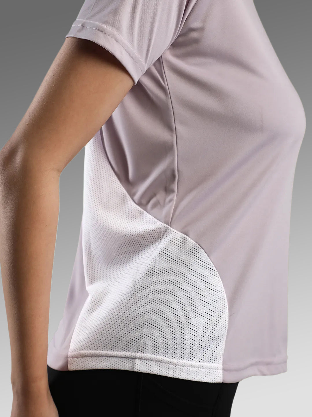 Women's Half Sleeves Dry Fit Gym T-shirt Lavender White