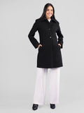 Women Spread Collar Single-Breasted Wool Overcoat