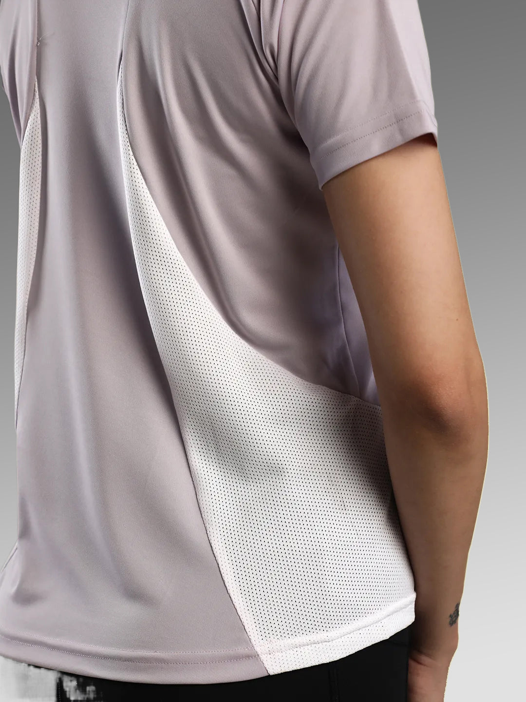 Women's Half Sleeves Dry Fit Gym T-shirt Lavender White