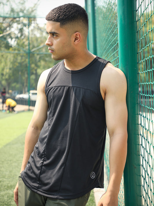 Men Black Gym Sleeveless Sports Tanktop
