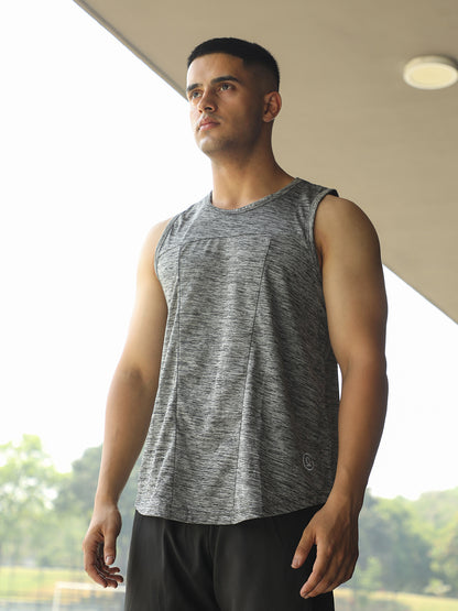 Men Dark Grey Gym Sleeveless Sports Tanktop