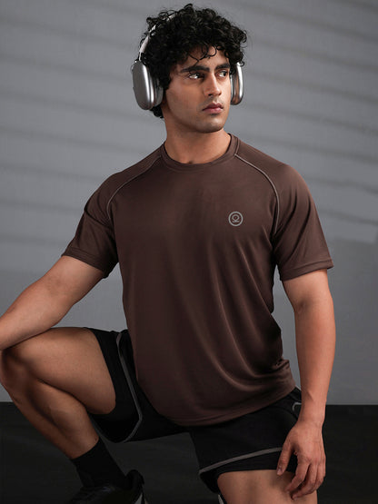 Men's Half Sleeves Quick Dry Sports T-shirt Brown
