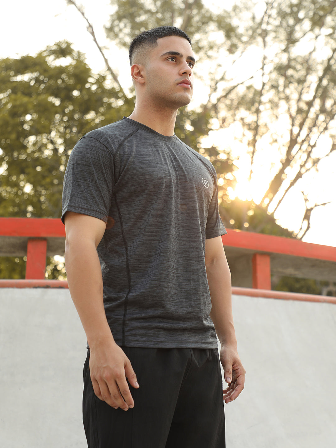 Men's Half Sleeves Gym Regular Fit T-Shirt Grey