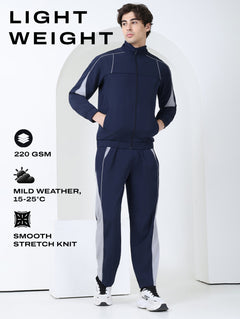 Navy Grey Light Active Colorblock Track Suit Men