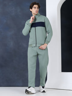 Green Black Heavy Fleece Winter Tracksuit Men