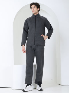 Anthra Black Heavy Fleece Winter Tracksuit Men