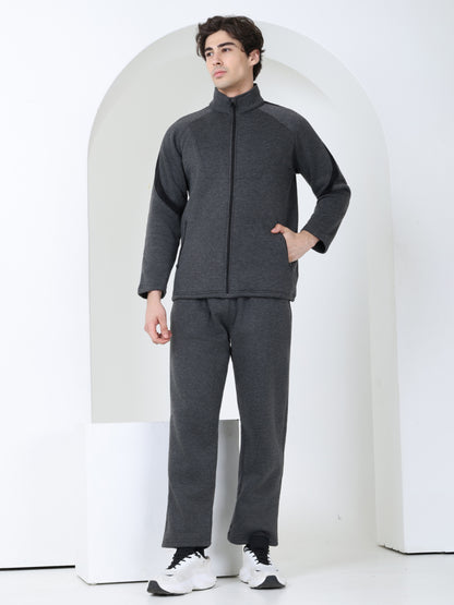 Men Anthra Black Full Zipper Winter Tracksuit