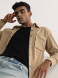 Men Winter Wear Solid Corduroy Casual Shacket