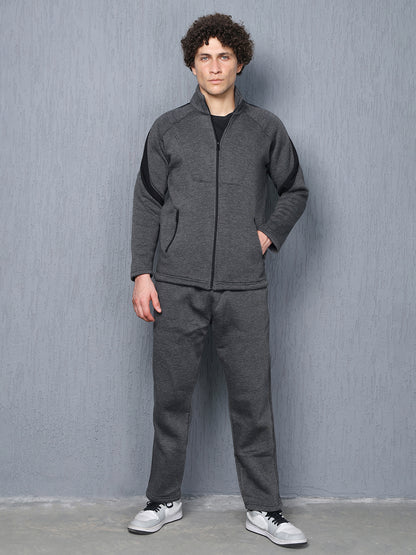 Men Anthra Black Full Zipper Winter Tracksuit