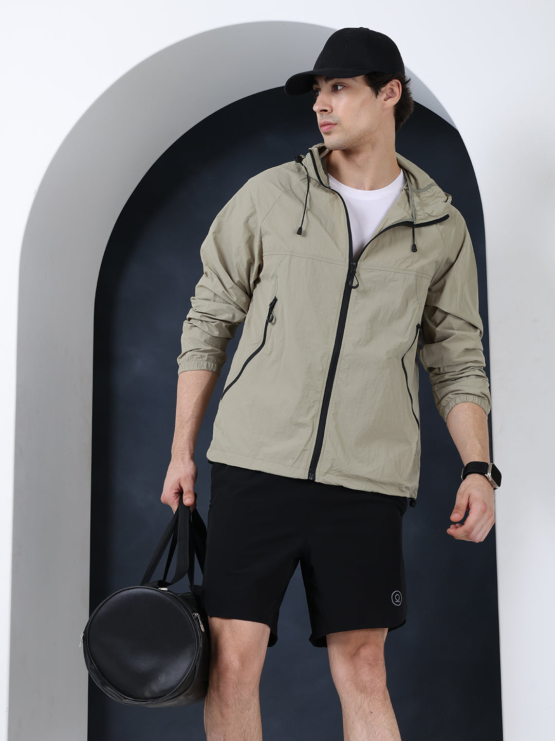 Men’s Green Lightweight Hooded Windcheater Jacket