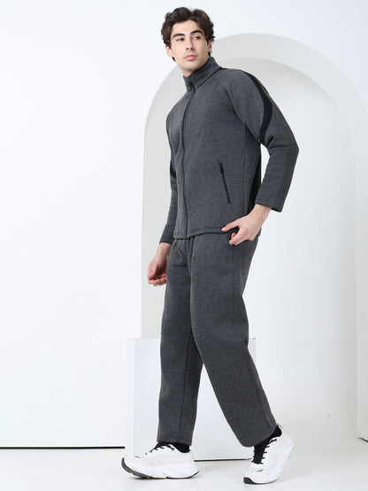 Men Anthra Black Full Zipper Winter Tracksuit