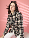 Women Winter Wear Check Shacket | CHKOKKO