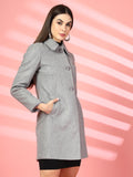 Women Single Breasted Wool Pea Coat