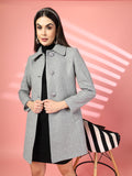 Women Single Breasted Wool Pea Coat