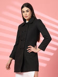 Women Spread Collar, Long Sleeves Woolen Winter Trench coat