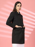 Women Spread Collar, Long Sleeves Woolen Winter Trench coat